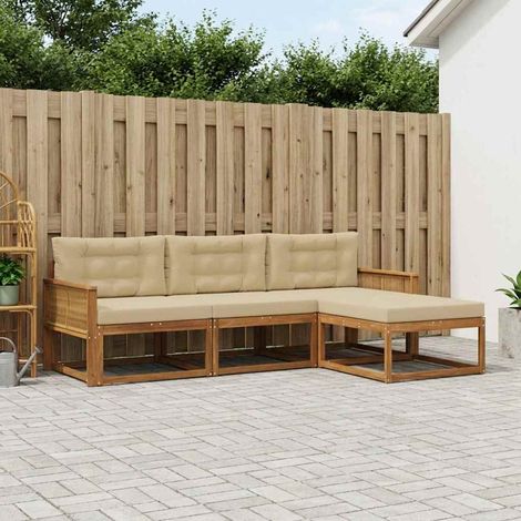 vidaXL Outdoor-Sofagarnitur mit Kissen 4 pcs Natur und Beige (1/5)