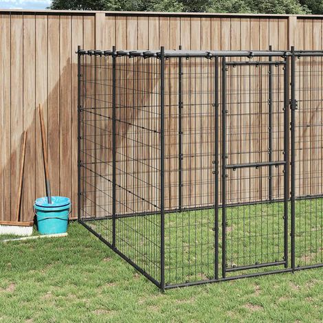 Niche pour Chiens Chenil extérieur Parc Enclos extérieur Acier avec toit 7,26 m² CFW27550