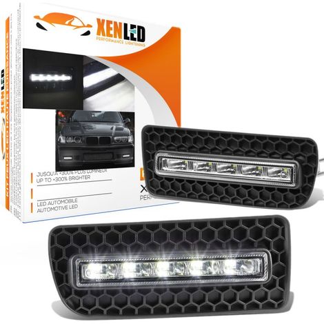 92-99 BMW E36 Série 3 - Paire de feux de jour LED de pare-chocs avant intégrés - Grilles incluses (1/5)