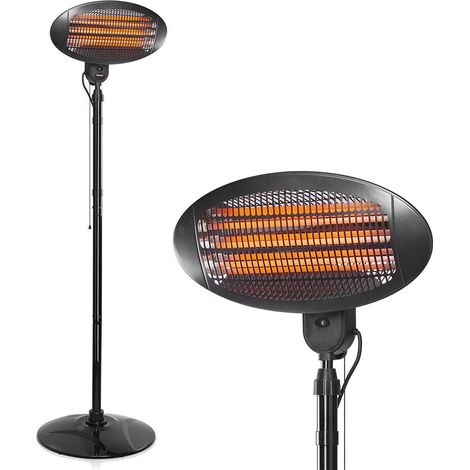 Stufa Elettrica 2in1 Infrarossi da Terra Piantana e Parete per Patio Bar Casa