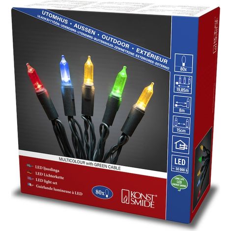 Konstsmide 6020-500 Mini-Lichterkette  Außen  netzbetrieben Anzahl Leuchtmittel 80 LED Mehrfarbig Be (1/3)
