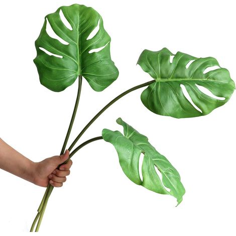 Lot de 3 Feuilles de Palmier Tropicales artificielles de Monstera avec Longue Tige pour Vase, décoration de Maison, Mariage, 76,2 cm (1/5)
