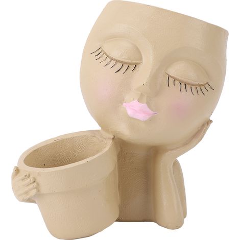Pot en résine résistante à la décoloration, cache-pot unique pour plantes succulentes avec trou de drainage, idéal pour la décoration de jardin. (1/5)