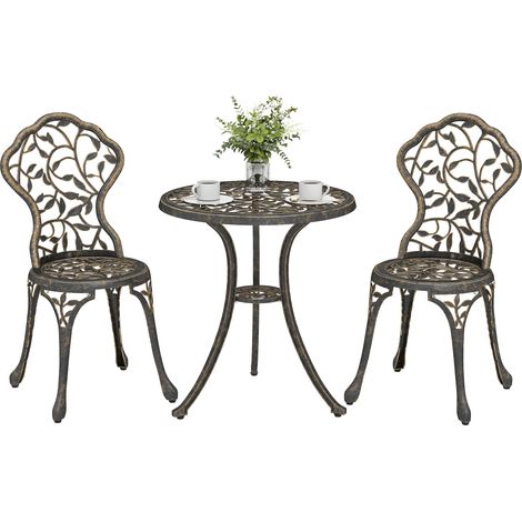 Brown 3-Piece Aluminium Garden Set 60 x 60 x 65 cm (1/5)