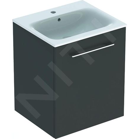Geberit Selnova Square - Meuble-vasque 635x538x480 mm, avec vasque, 1 porte, gris velouté mat 501.249.00.1 (1/3)