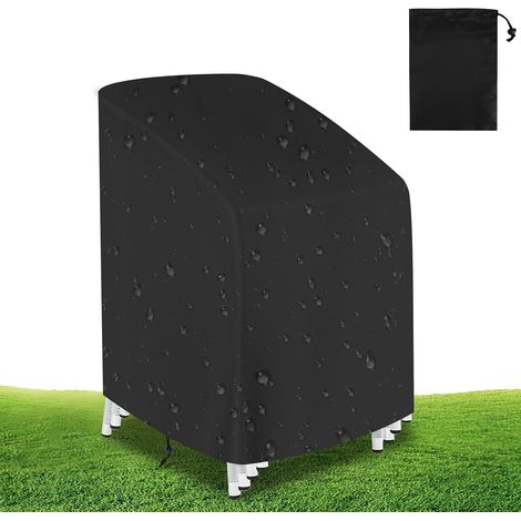 Stackable Garden Chair Covers Outdoor Garden Chair Cover 210D Waterproof Anti-UV Cold Resistant Black (1/5)
