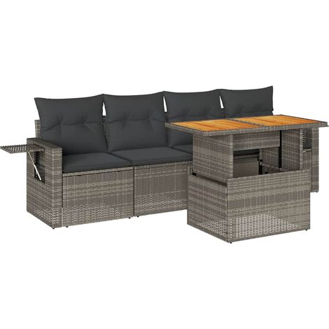 Maison Exclusive - 5-tlg. Garten-Sofagarnitur mit Kissen Grau Pol