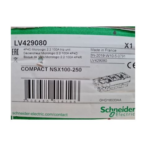 NSX100L 4P 4D 100A 150kA Micrologic 2,2 SCHNEIDER LV429080 NSX