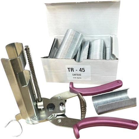 Agrafeuse à tube de goutte, Acier galvanisé robuste, Convient pour tube d'irrigation de 20 mm, Compatible avec systèmes d'irrigation de 20 mm, Comprend une boîte de 518 agrafes, Modèles Fj-45 et Tr-45 (1/5)