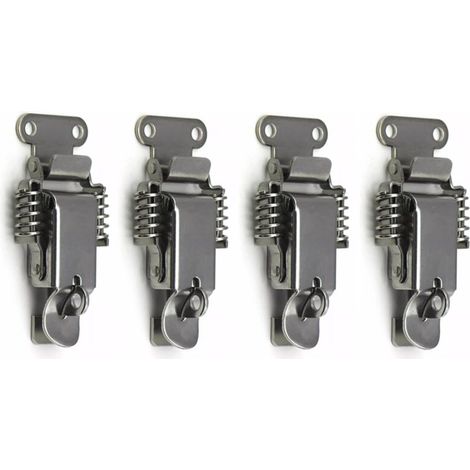 4pcs Stainless Steel Keyhole Clamp Latch Lever Lock Box Latch Lever Hasp Door Hasp Hinge Lock Spring Catch Hinge Lock