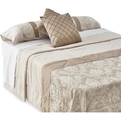 Drap dessus de lit avec taie d'oreiller - JUANIO - 250x230/140x45 - Beige - Microfibre 75 g/m² - Anti-acariens (1/4)