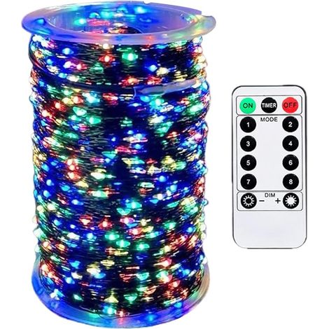 Generisch Guirlande lumineuse de Noël - 300 LED - 29,87 m - Avec télécommande - Minuterie - Blanc chaud - Pour décoration de la maison, jardin, buisson, plantes, paysage, cheminée, ferme (1/5)
