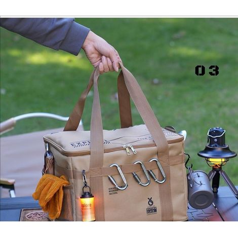 Faltbare 30-Liter-Picknick- und Campingbox, Aufbewahrung für Outdoor-Geschirr, Khaki (1/2)