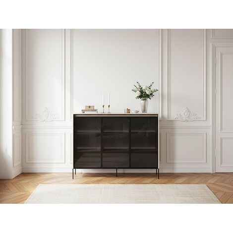 BOBOCHIC - Meuble vitrine H.118 cm LENARA avec LED Beige (1/5)