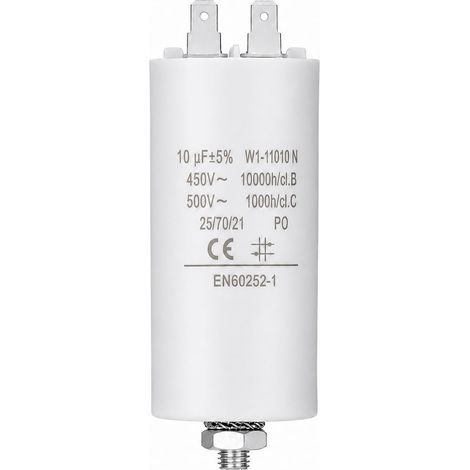 Condensateur de démarrage pour moteur électrique 450 VCA, 10 uF (1/5)
