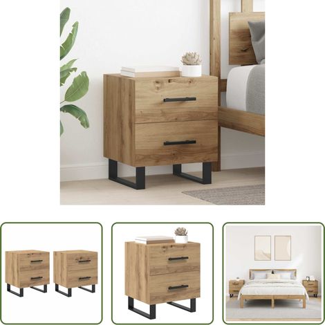 vidaXL Nachttisch Holzwerkstoff - Nachttisch 2 pcs Artisan-Eiche 40 x 35 x 47,5 cm Holzwerkstoff (1/5)