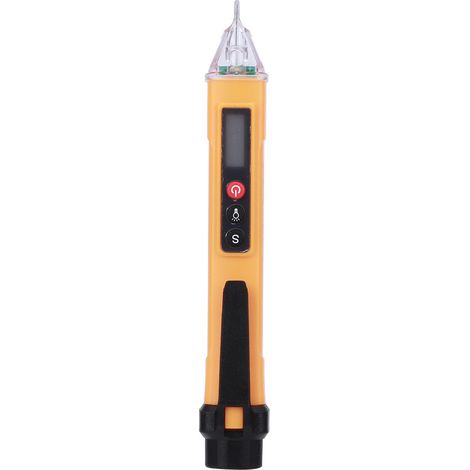 Stylo Détecteur de Tension sans Contact, AC 12-1000V, Testeur Électrique Numérique (Jaune et Noir)