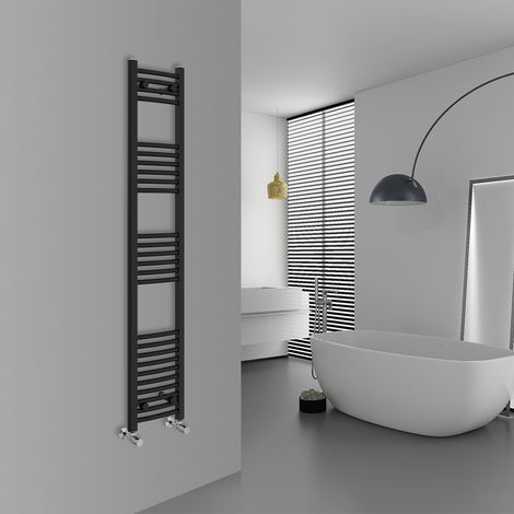 WarmeHaus Curved Black Bathroom Ladder Radiator 1600x300mm (1/5)