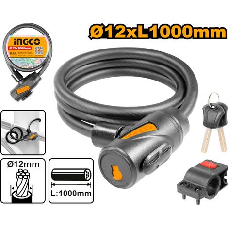 Cavo Antifurto Moto Bike Scooter in Guaina e lucchetto 1,2x100 cm. con 2 Chiavi (1/2)