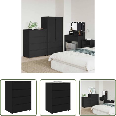 Holzschrank - Stauraumschränke 2 pcs Schwarz 80 x 48 x 105 cm Holzwerkstoff (1/5)
