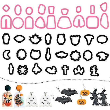 41 emporte-pièces pour boucles d'oreilles en pâte polymère sur le thème d'Halloween, emporte-pièces citrouille d'automne pour la création de bijoux, jouets et biscuits. (1/5)