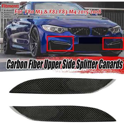 1 pair of carbon fiber front bumper diffusers suitable for 2015-2018 BMW F80 M3 F82 F83 M4 (1/5)