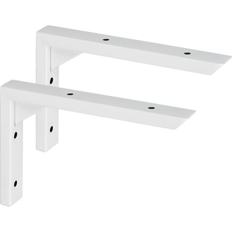2 Supports Etageres Blancs 15cm Acier Inox Angle Droit 90° Murale (1/5)