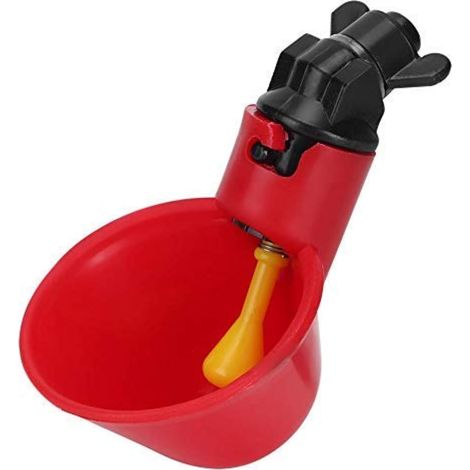 Ensemble de 10 abreuvoirs automatiques pour oiseaux, de couleur rouge, pour l'hydratation quotidienne en cages, poulaillers ou élevages domestiques.-AquaForge (1/5)