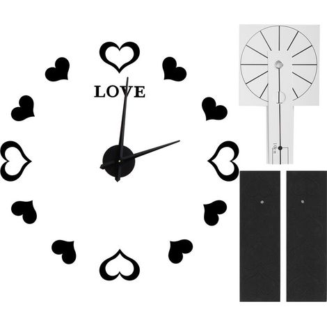 Jeffergarden Horloge murale innovante bricolage acrylique miroir Surface autocollant mural horloge pour la décoration de la maison noir (1/5)