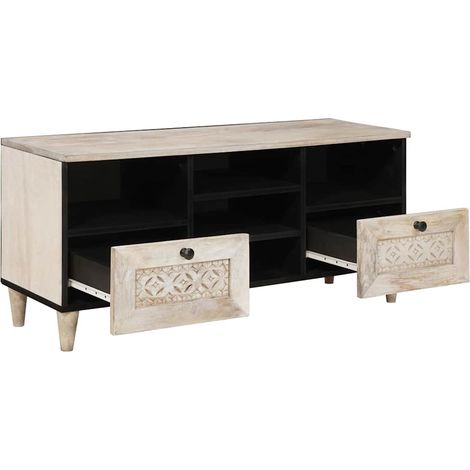 Maison Exclusive - Mueble de TV con cajón Blanco Blanqueado 100 x