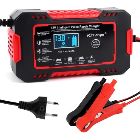 Chargeur Batterie Voiture 12V 6A Intelligent avec Compensation de Température et Mode de Réparation pour Camion, Moto, Tondeuse (1/5)