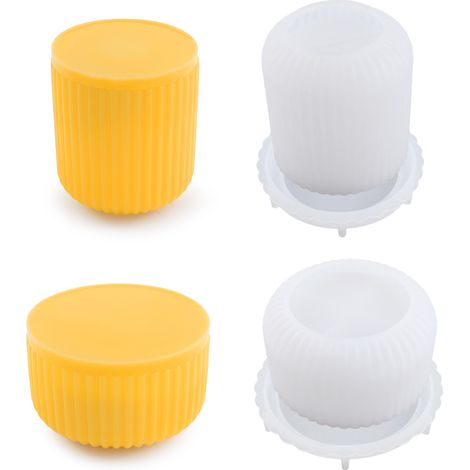 2 moules à pots en silicone, grand format, avec couvercle, pour fabrication de pots en résine (1/5)