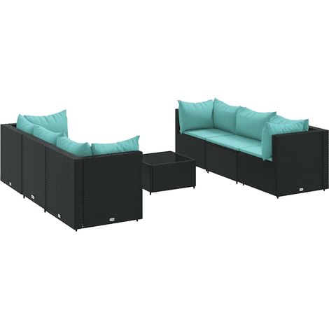 Maison Exclusive - Set Salotto da Giardino con Cuscini 7pz Nero Polyrattan (1/5)