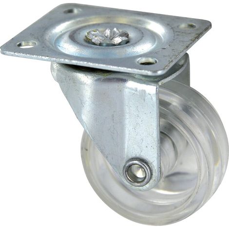 Roulette éco translucide pivotante diamètre 50 mm sur platine - GUITEL-POINT M