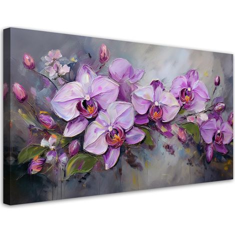 Tableau déco Composition d'une fleur violette Orchidée 100x50 (1/5)