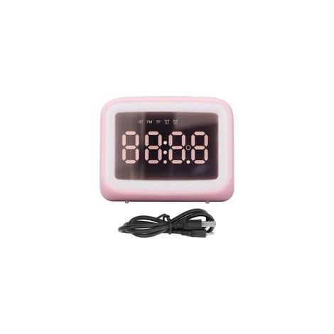 Radiowecker mit TF-Karten-Musikplayer, LED-Nachtlicht, Spiegel und 2 Helligkeitsstufen – ideal für Schlafzimmer oder Büro. – Crezuo