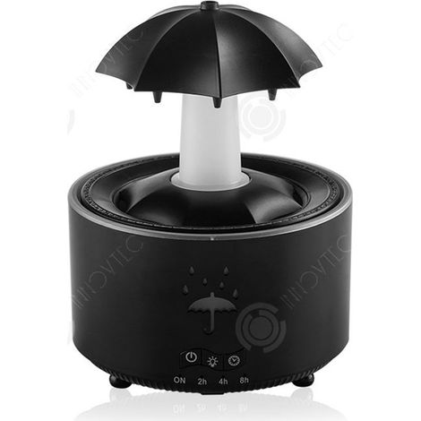 Luftbefeuchter – 300 ml – Schwarz – 7 LED-Leuchten – 3-stufiger Timer – Fernbedienung – 13,4 x 18,2 cm (1/4)