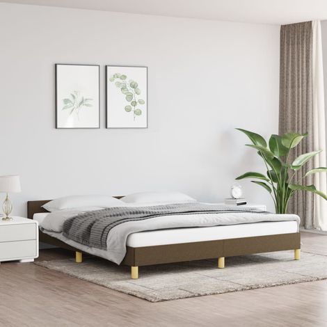Lit adulte avec tête de lit, Lit double Cadre de lit Marron foncé 160x200 cm Tissu MEMV963000 (1/5)