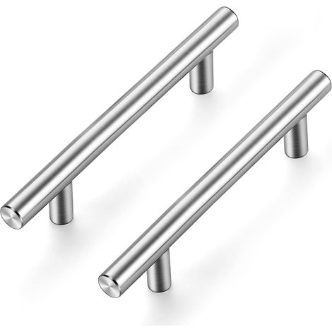 Ensemble de 5 poignées de meubles en acier inoxydable argenté de 96 mm (1/5)