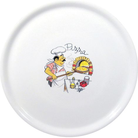 Plato de pizza tradicional de porcelana, blanco, diámetro 31 cm - juego de 6