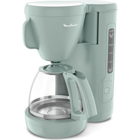 Moulinex Macchina da caffè filtro, Serbatoio acqua frontale 1.25 L, Filtro permanente, Porta filtro girevole con manico largo, Sistema antigoccia, Tenuta calda, Colore eucalipto Morning FG2M1310 (1/5)