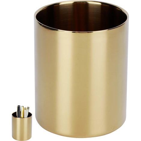 Porte-Crayon de Stylo d'or, Porte-gobelet de Crayon Organisateur de Bureau Vases de Table Pot de Fleur Porte-Pinceau de Maquillage en Acier Inoxydable pour la Maison de Bureau(Or) (1/5)