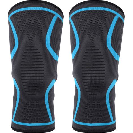 Genouillère fitness course cycliste élastique bleu clair pour sport gym (1/5)