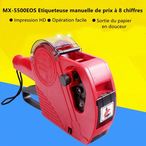 MX-5500EOS Etiqueteuse de prix à 8 chiffres, étiqueteuse de fixation de prix avec rouleaux d'étiquettes et rouleaux encreurs pour bureaux, magasins et épiceries - Jaune MNS (1/4)