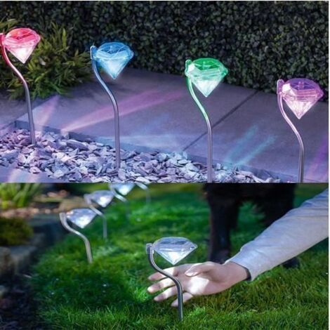 Stück wunderschöne LED-Solar-Diamantlichter, bunte Lampen für Garten, Rasen und Außenbereich, 30 cm (1/5)