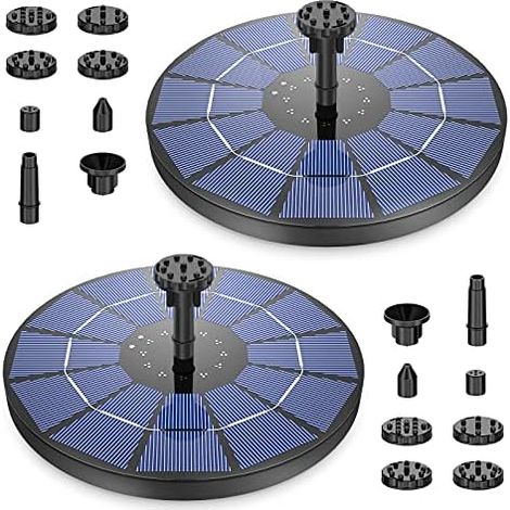 Outdoor Solar Fountain 3.5W 2PCS, Floating Solar Pond Pump with Battery and 6 Nozzles, for Bird Bath Pond Garden Fountain (1/5)