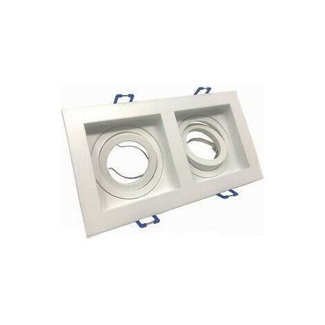 TrAdE Shop Traesio - Portafaretto Incasso Orientabile Doppio Per Due Faretti Per Controsoffitta P24 - Bianco (1/3)