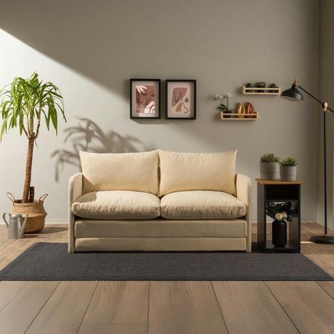 Canapé-lit en tissu crème, 2 personnes 140 cm ORURO (1/5)