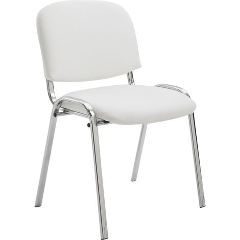 Sedia visitatore impilabile per area attesa in PVC bianco, base a 4 gambe in metallo cromato 100003366