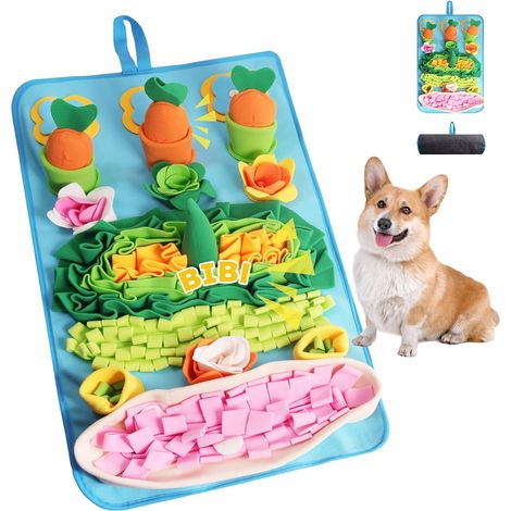 Tapis de Fouille Chien 80x45cm Snuffle Mat d'Interactif Jeu Intelligence et Puzzle Olfactif Anti-Glouton pour Stimulation Mentale-Lavable (1/5)